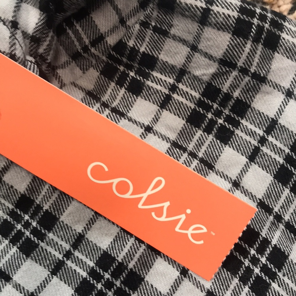 🆕Colsie Plaid Bow Black and White Women's Checkered Sleep Tank Sz L | NWT - Picture 5 of 5